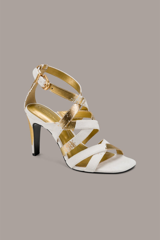 BRIARROSE METALLIC BRUSHSTROKE SANDAL - Ivory/Gold