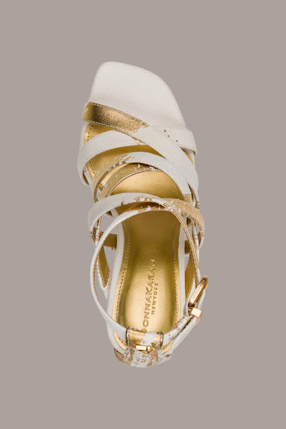 BRIARROSE METALLIC BRUSHSTROKE SANDAL - Ivory/Gold