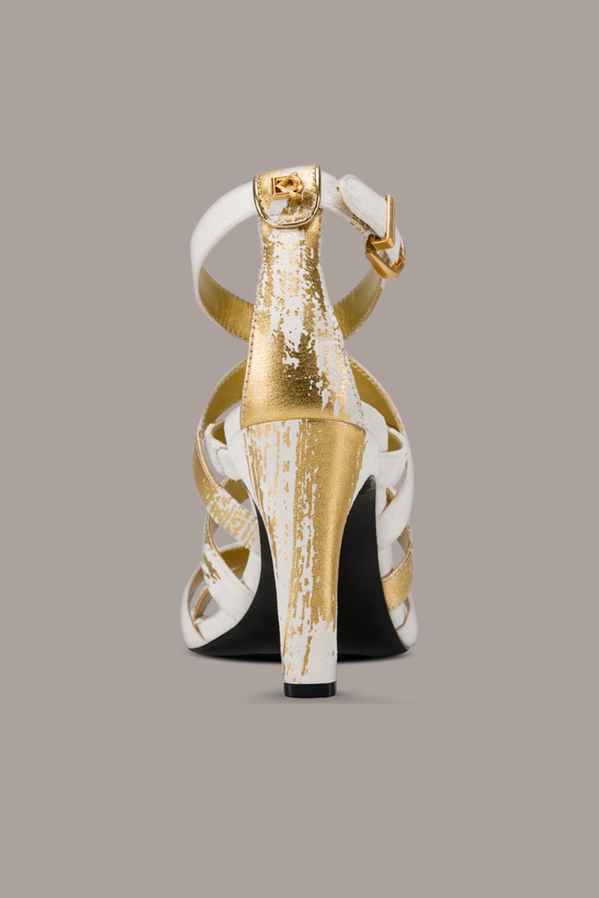 BRIARROSE METALLIC BRUSHSTROKE SANDAL - Ivory/Gold