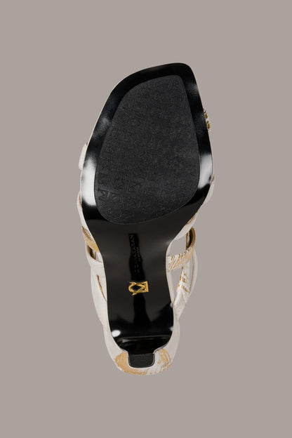 BRIARROSE METALLIC BRUSHSTROKE SANDAL - Ivory/Gold