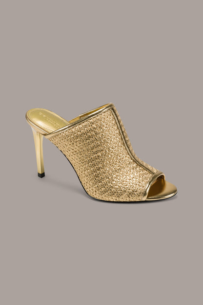 DONNA METALLIC RAFFIA MULE - Gold