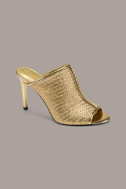 DONNA METALLIC RAFFIA MULE - Gold