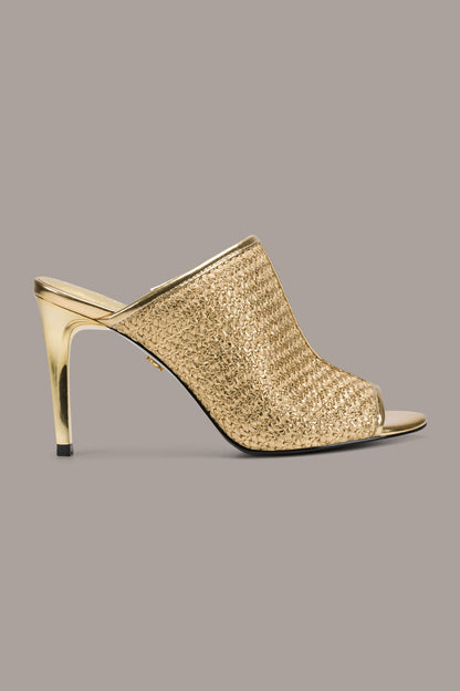 DONNA METALLIC RAFFIA MULE - Gold