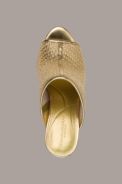 DONNA METALLIC RAFFIA MULE - Gold