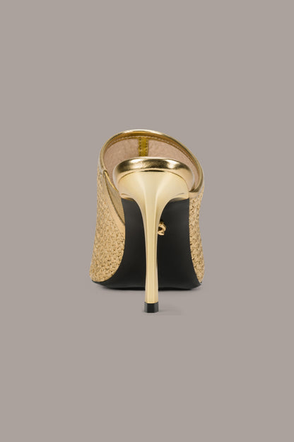 DONNA METALLIC RAFFIA MULE - Gold