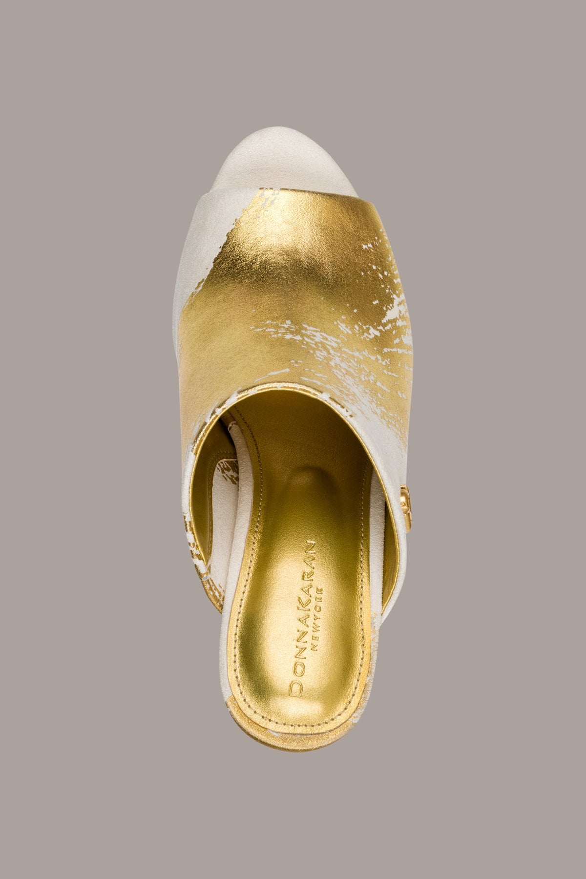 DONNA METALLIC BRUSHSTROKE MULE SANDAL - Ivory/Gold