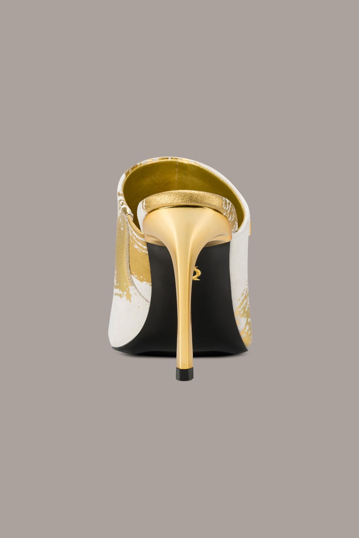 DONNA METALLIC BRUSHSTROKE MULE SANDAL - Ivory/Gold