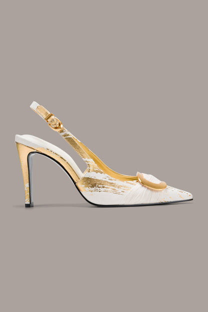 PEARA SLINGBACK PUMP - Ivory/Gold