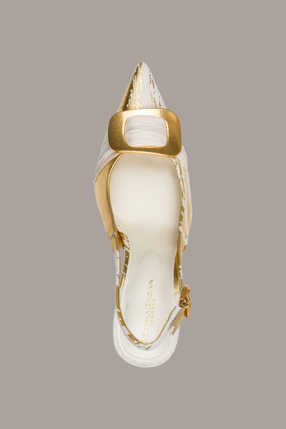 PEARA SLINGBACK PUMP - Ivory/Gold