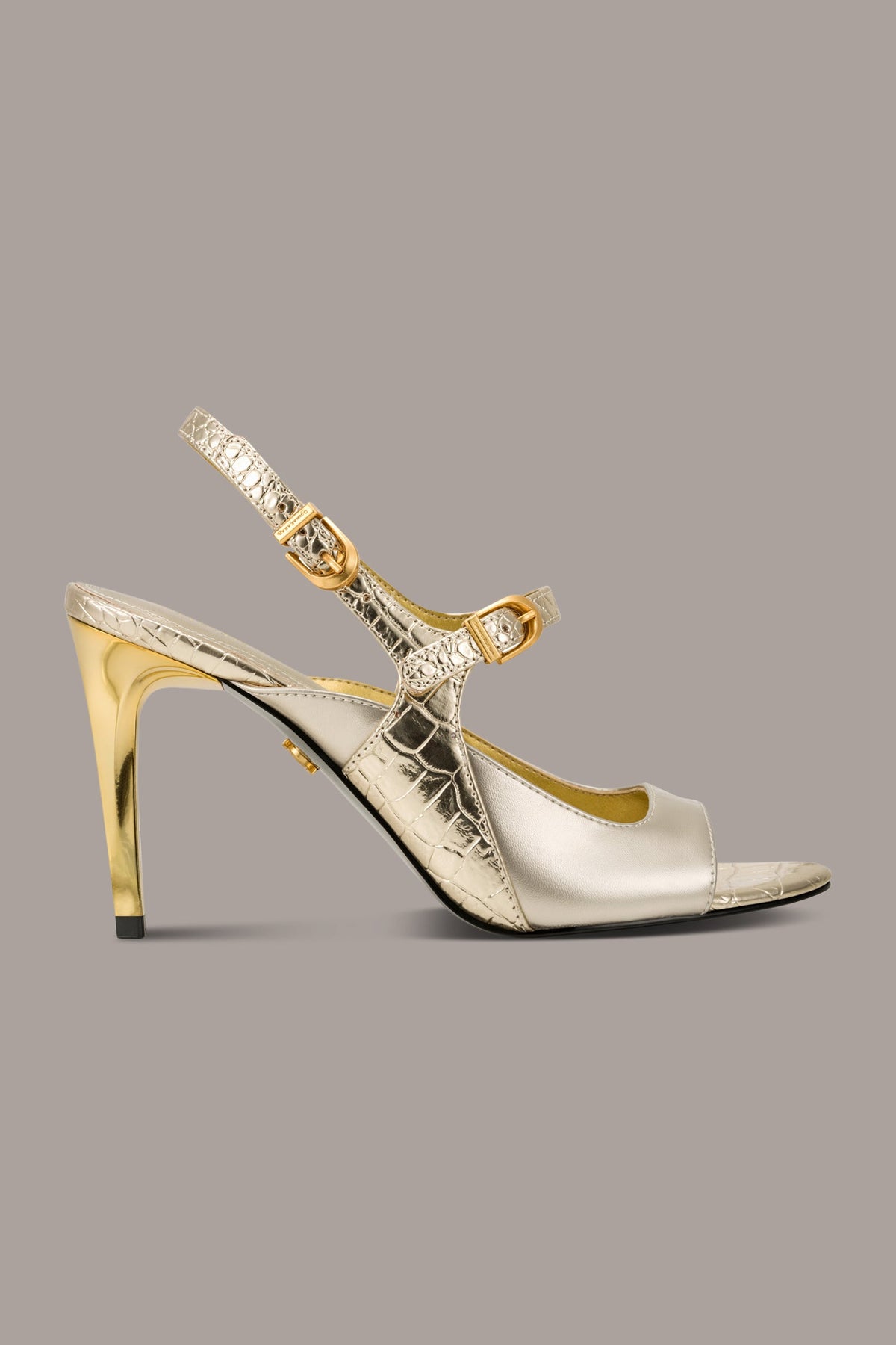 SUMMER METALLIC MARY JANE SLINGBACK PUMP - White Gold