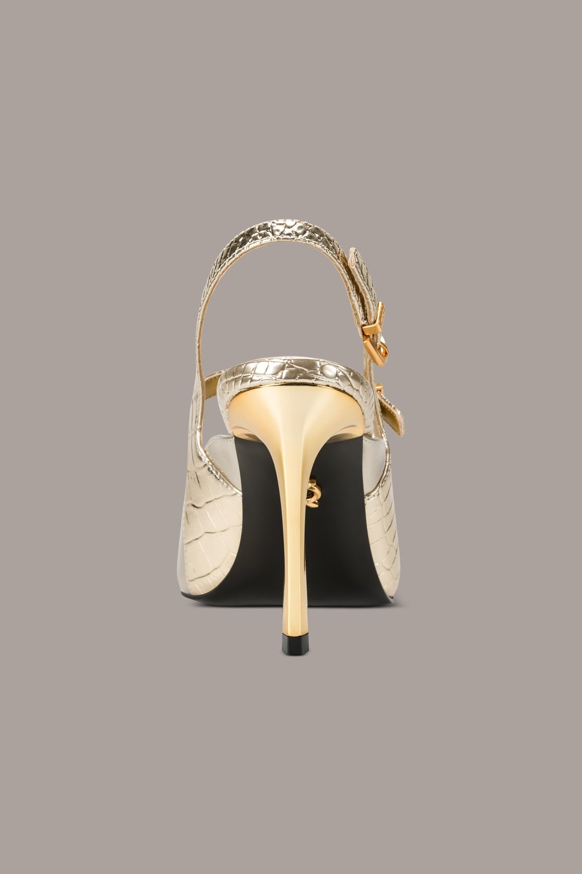 SUMMER METALLIC MARY JANE SLINGBACK PUMP - White Gold
