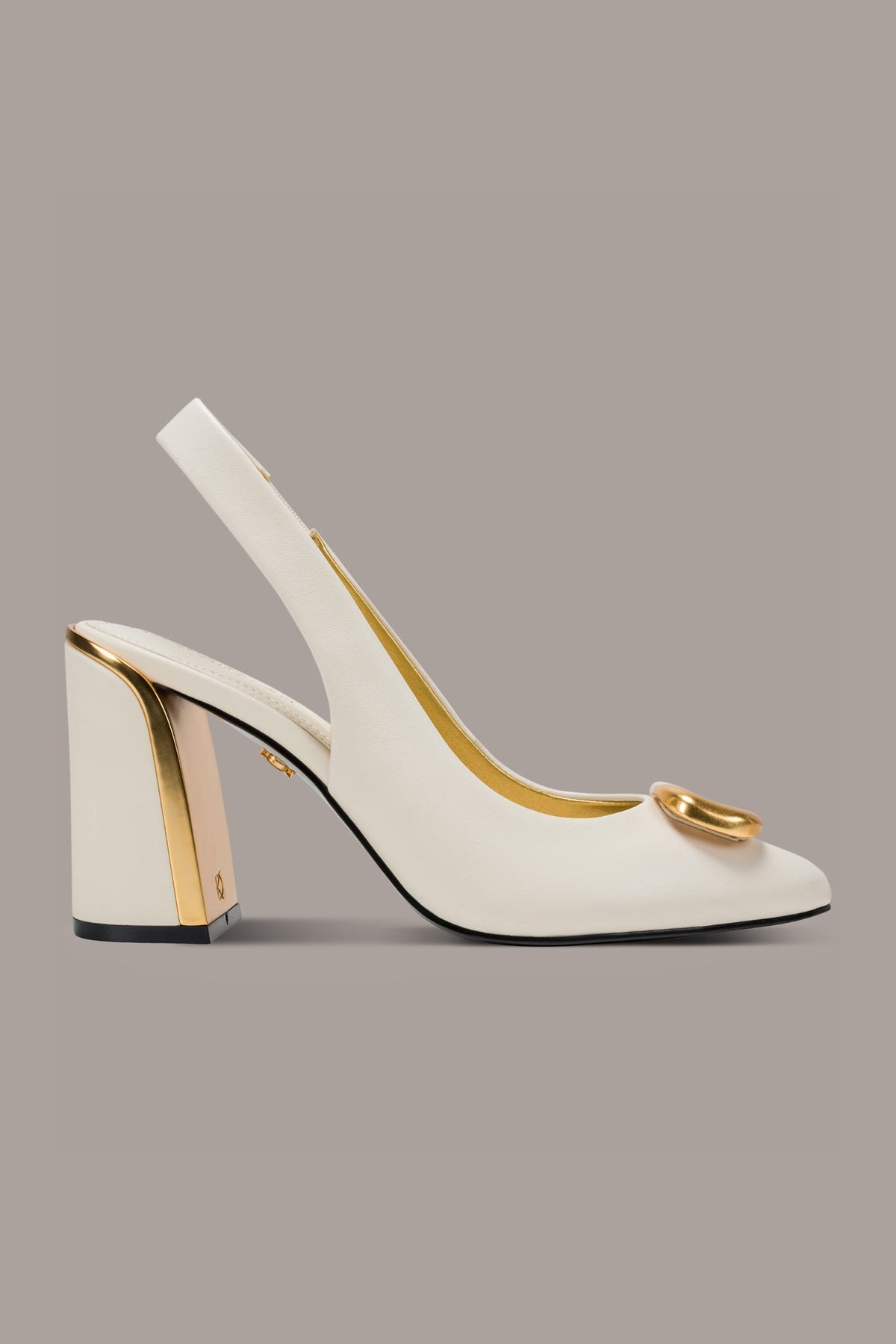 REBECCA LEATHER SLINGBACK PUMP - Ivory