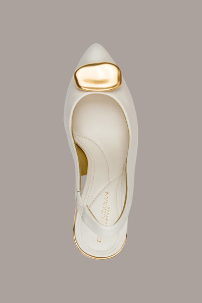 REBECCA LEATHER SLINGBACK PUMP - Ivory