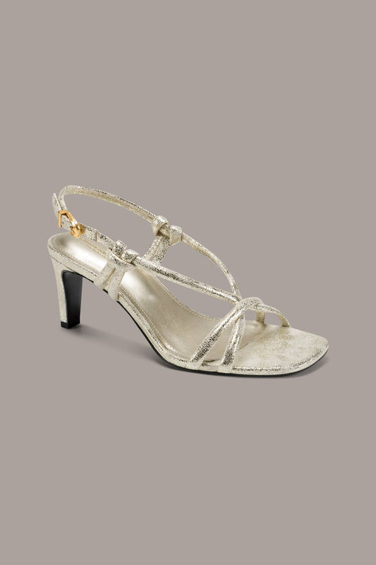 BASIL METALLIC SANDAL - White Gold