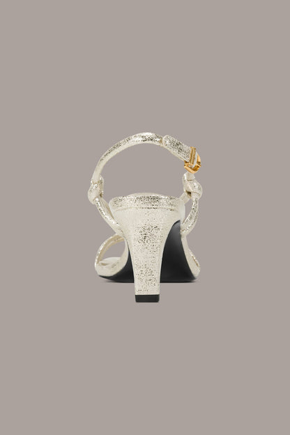 BASIL METALLIC SANDAL - White Gold