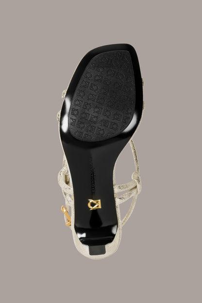 BASIL METALLIC SANDAL - White Gold