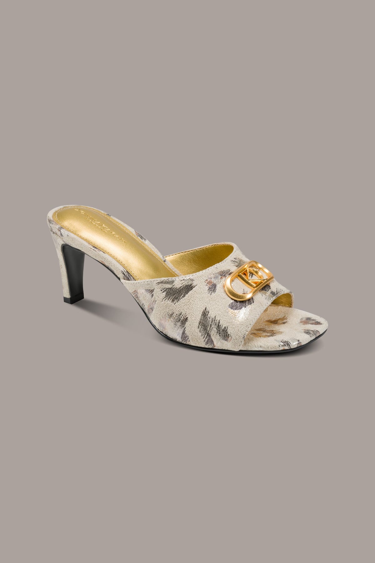 BYRONY METALLIC LEOPARD MULE SANDAL - Leopard