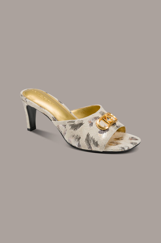 BYRONY METALLIC LEOPARD MULE SANDAL - Leopard