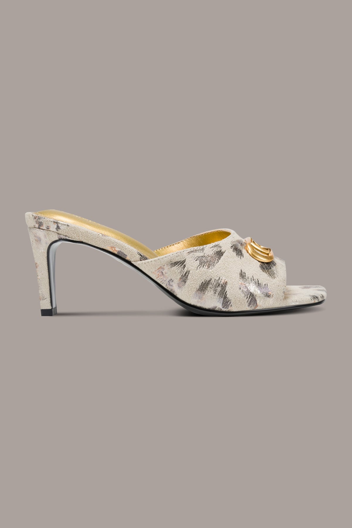 BYRONY METALLIC LEOPARD MULE SANDAL - Leopard