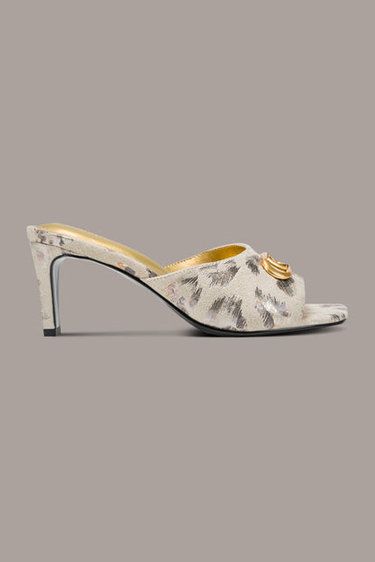 BYRONY METALLIC LEOPARD MULE SANDAL - Leopard