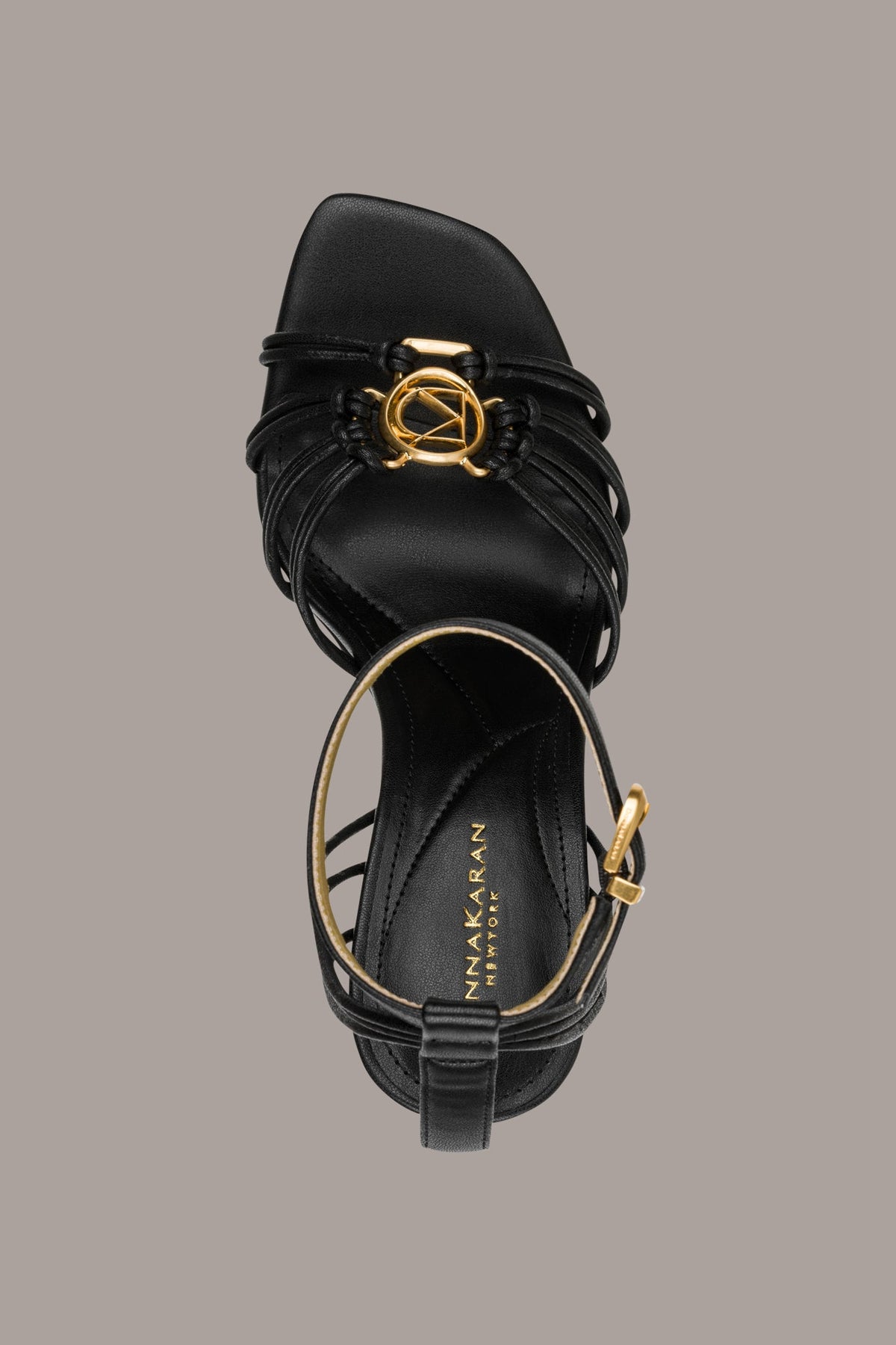 BRIELLE LOGO STRAPPY STILETTO SANDAL - Black