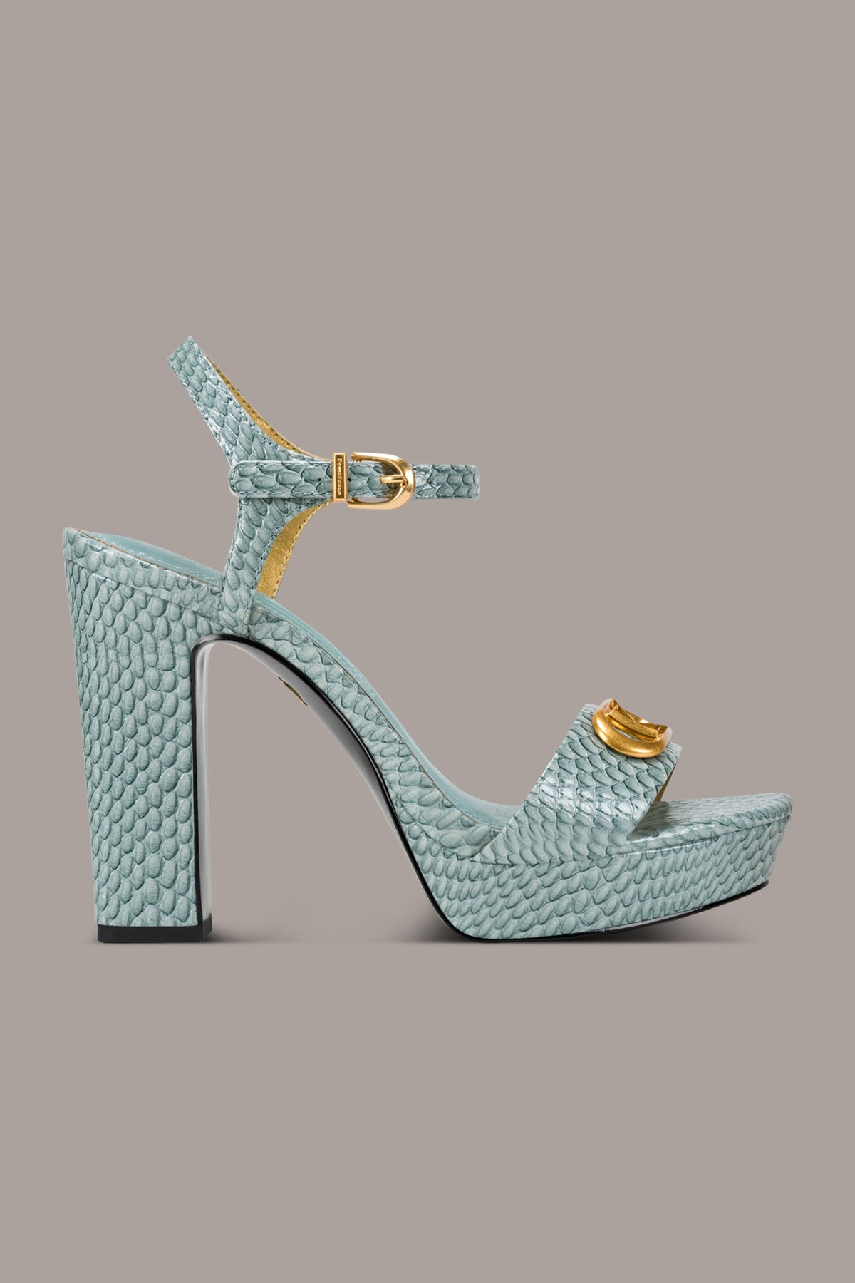 SHEPARD SNAKE-EFFECT LEATHER PLATFORM SANDAL - Waterlily