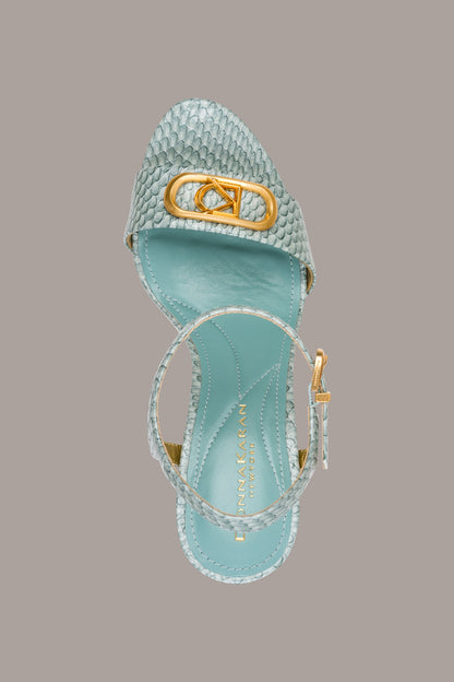 SHEPARD SNAKE-EFFECT LEATHER PLATFORM SANDAL - Waterlily
