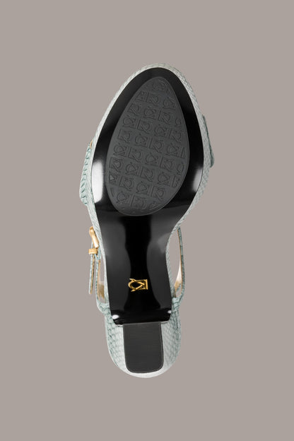 SHEPARD SNAKE-EFFECT LEATHER PLATFORM SANDAL - Waterlily
