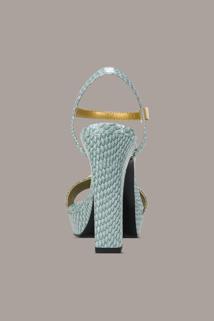 SHEPARD SNAKE-EFFECT LEATHER PLATFORM SANDAL - Waterlily