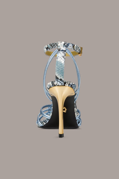BRIELLE SNAKE-PRINT STILETTO SANDAL - Tempest