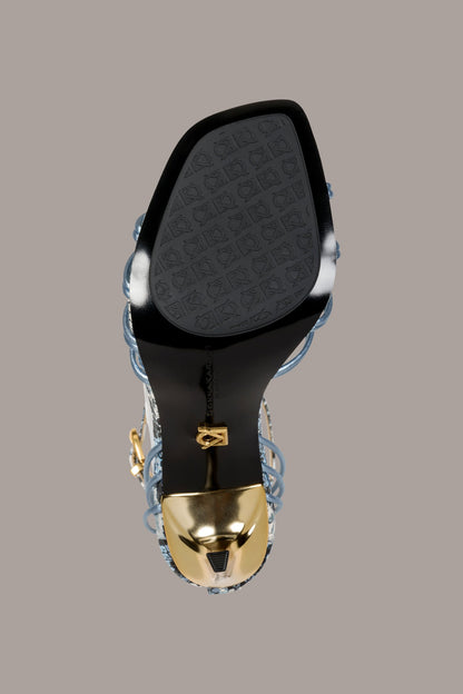 BRIELLE SNAKE-PRINT STILETTO SANDAL - Tempest