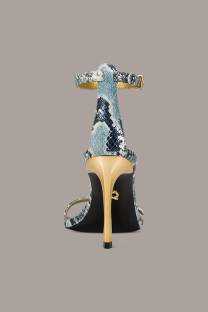 PRYCE SNAKE-PRINT ANKLE STRAP SANDAL - Tempest