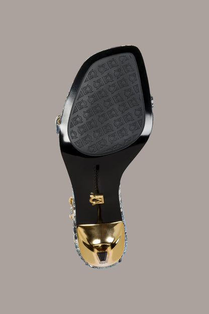 PRYCE SNAKE-PRINT ANKLE STRAP SANDAL - Tempest