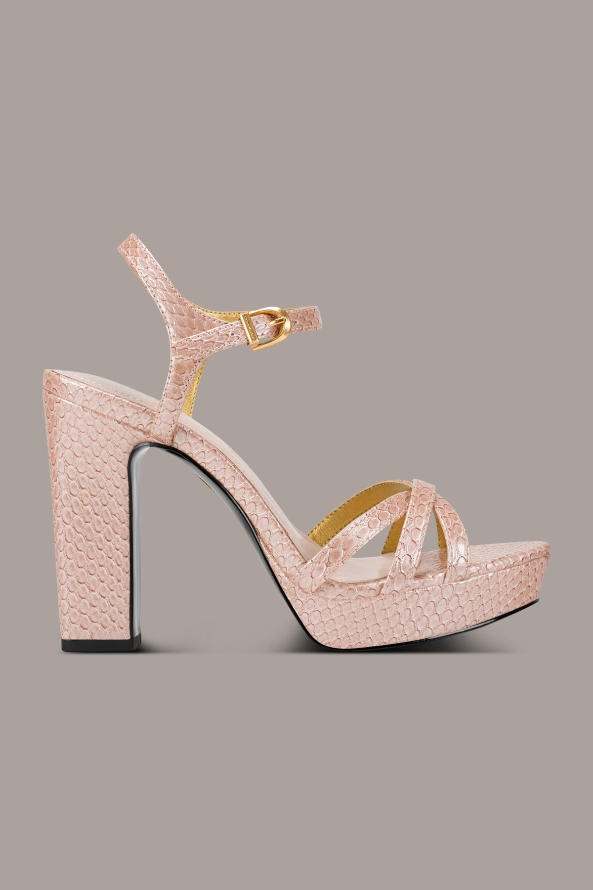 SPENCER METALLIC SNAKE-EFFECT PLATFORM SANDAL - Snow Petal