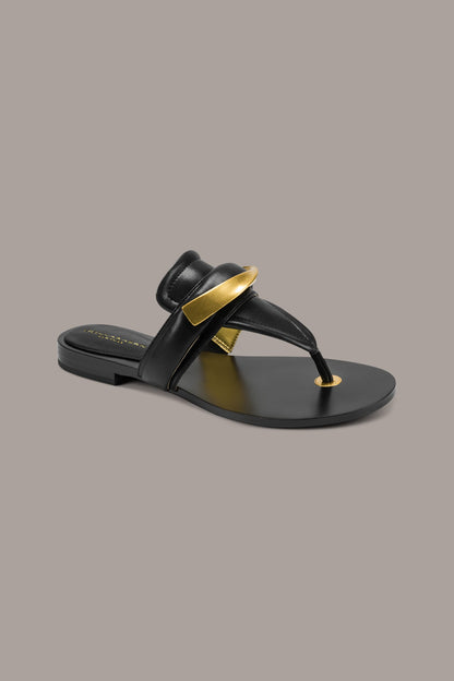 VELVET THONG SANDAL - Black