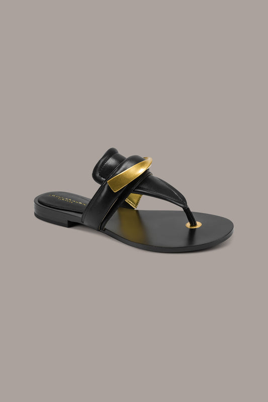 VELVET THONG SANDAL - Black