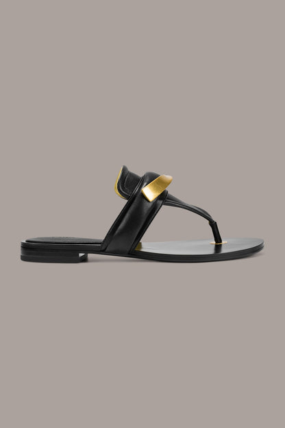 VELVET THONG SANDAL - Black