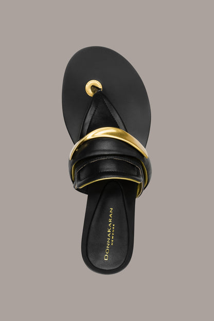 VELVET THONG SANDAL - Black