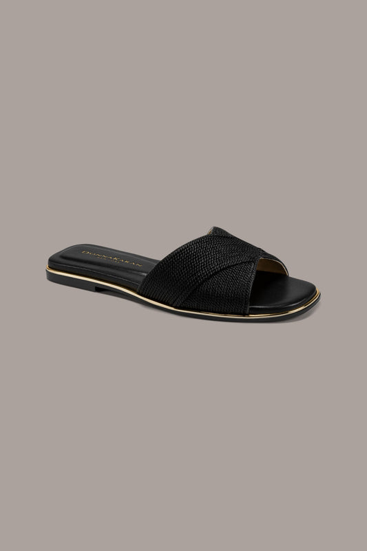 HARMONY WOVEN SLIDE SANDAL - Black