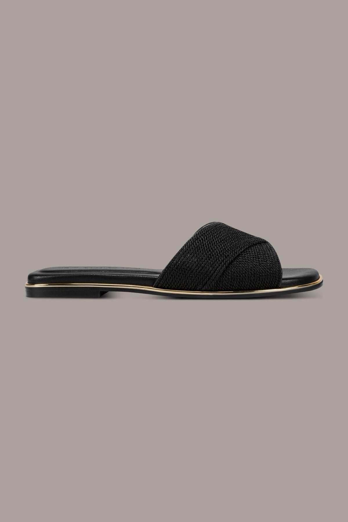 HARMONY WOVEN SLIDE SANDAL - Black