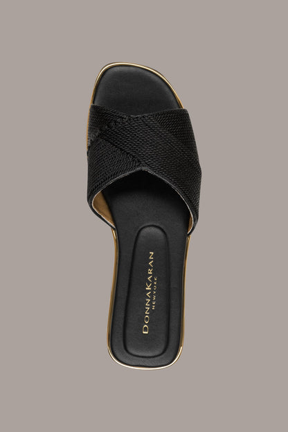 HARMONY WOVEN SLIDE SANDAL - Black