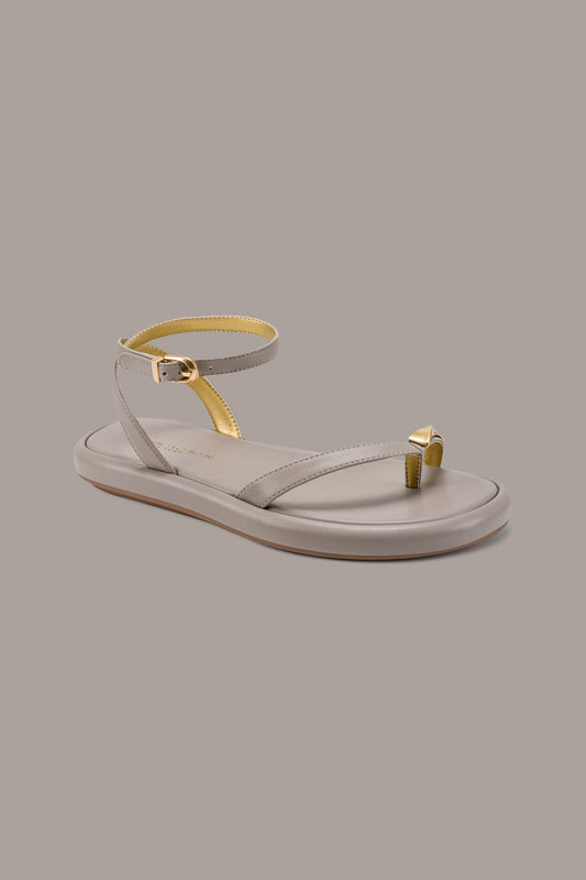 TABITHA ANKLE STRAP FLAT SANDAL - Driftwood