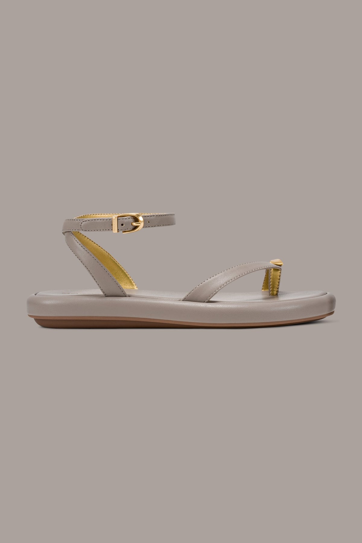 TABITHA ANKLE STRAP FLAT SANDAL - Driftwood