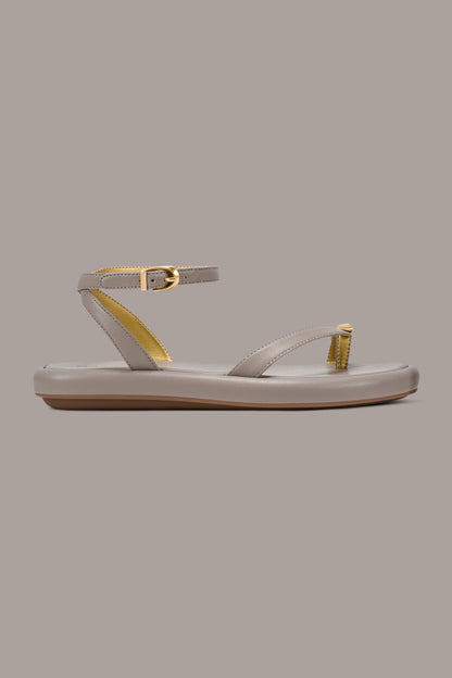TABITHA ANKLE STRAP FLAT SANDAL - Driftwood