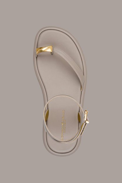 TABITHA ANKLE STRAP FLAT SANDAL - Driftwood