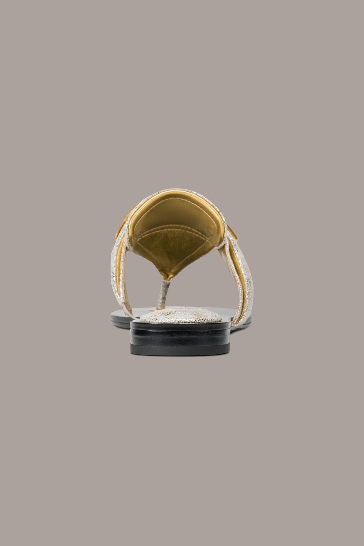 VELVET METALLIC THONG SANDAL - White Gold