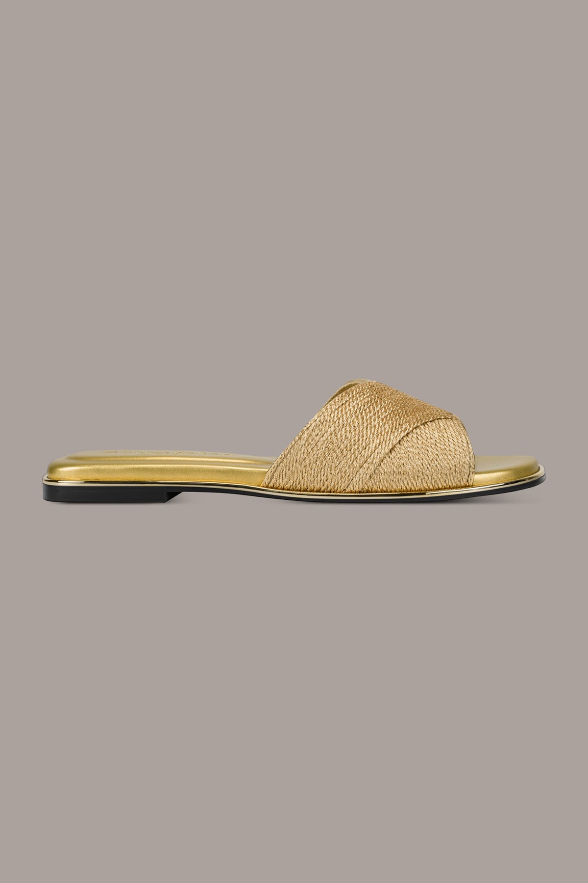 HARMONY WOVEN SLIDE SANDAL - Gold