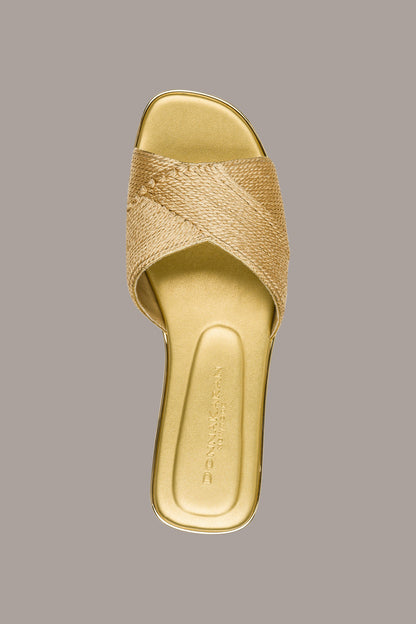 HARMONY WOVEN SLIDE SANDAL - Gold