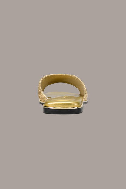 HARMONY WOVEN SLIDE SANDAL - Gold