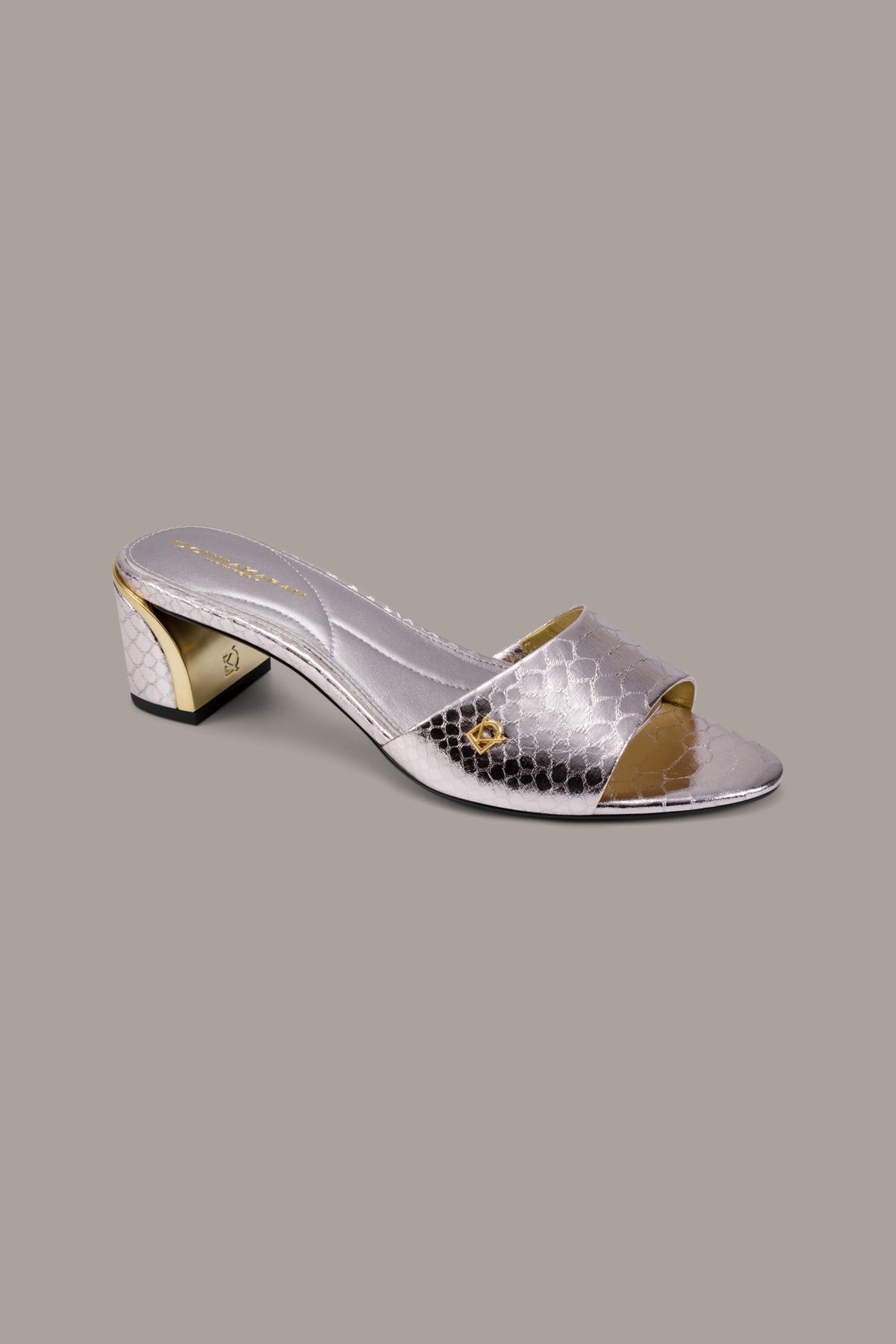 SANGRIA METALLIC SNAKE-PRINT MULE SANDAL - Pink Sand